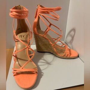 Jennifer Lopez Vibrant Orange Callie Wedge Sandals